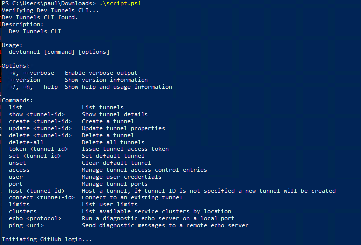 Dev Tunnel Script