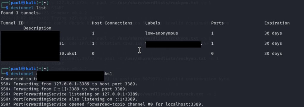 Dev Tunnel RDP 