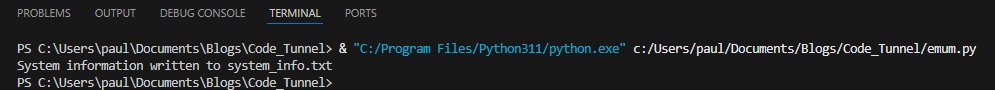 Script output