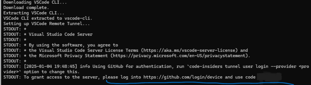 VSCode remote tunnel setup script