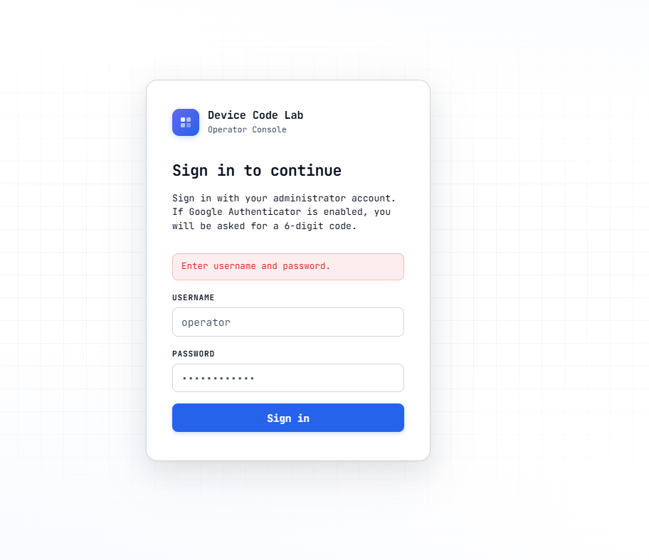 Portal Login Device Code Labs